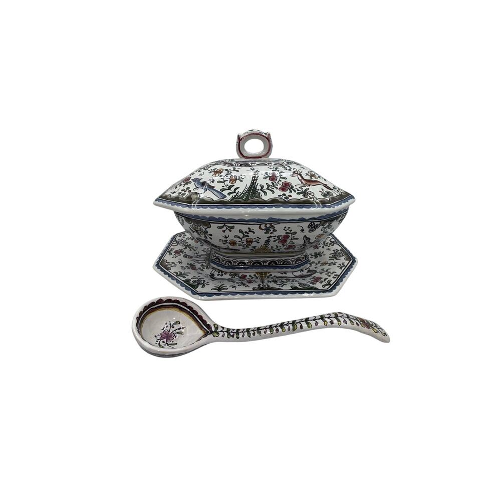 Vintage Estrela de Conimbriga Portugal Hand Painted Large Tureen 43 SEC XVII IB
